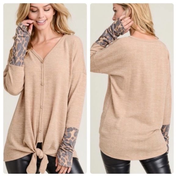 011-V-NECK Button Up Fall Top - Picture 3 of 3